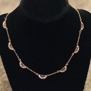 Vintage half moon shaped jeweled necklace
